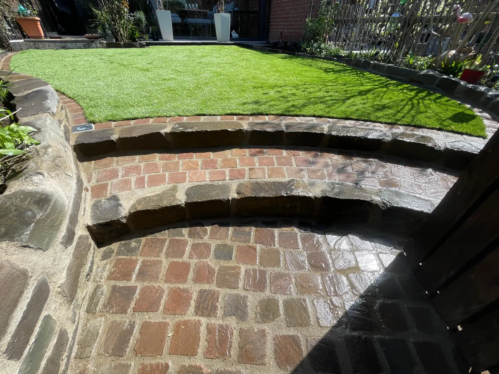 Kopfsteinpflaster Aufgang Zu Garten